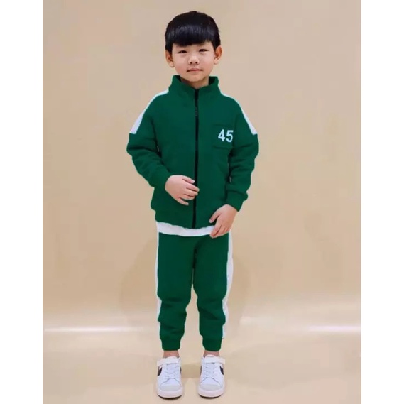 BAJU ANAK PEREMPUAN LAKI LAKI SETELAN SQUID GAME ANAK SETELAN JAKET ANAK 1-11 TAHUN