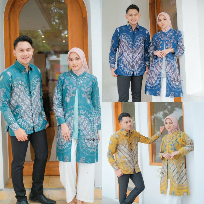 BAJU COUPLE BATIK SERAGAM KANTOR TUNIK KEMEJA DEWASA M L XL XXL