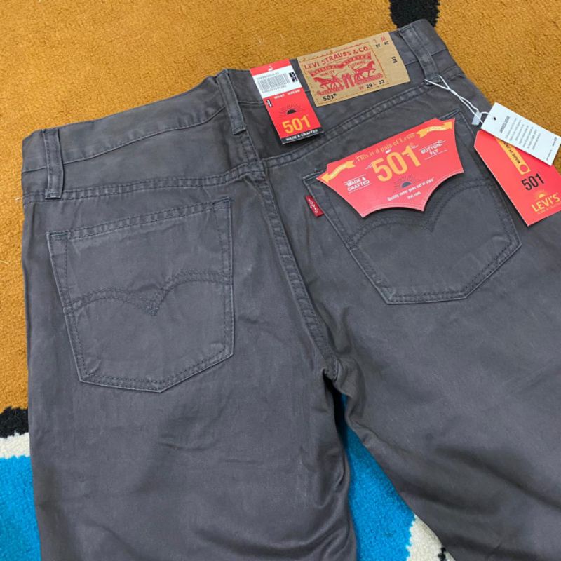 Celana Kanvas Panjang Levis 501 Standar Reguler Denim Pria Original