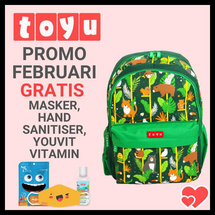 Backpack Tas Ransel Sekolah Anak Fashion Pria Perempuan Jungle Hijau
