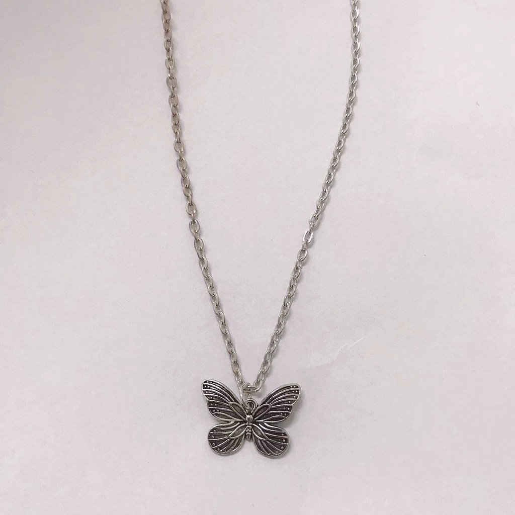 Butterfly Kalung Rantai Berlapis Bentuk Kupu-Kupu | Aksesoris Bahan Stainless Steel Untuk Wanita