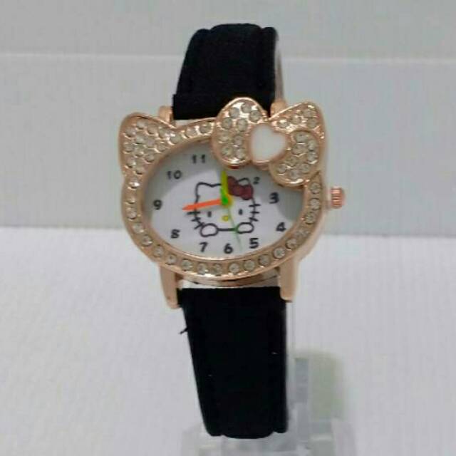 Jam Tangan Fashion Anak Kulit Hello Kitty Plat Putih