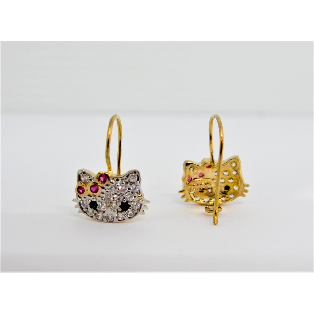 anting anak dan dewasa emas asli kadar 700 70% 16k 22 hello kitty permata gantung panjang giwang kerabu hooks dewasa