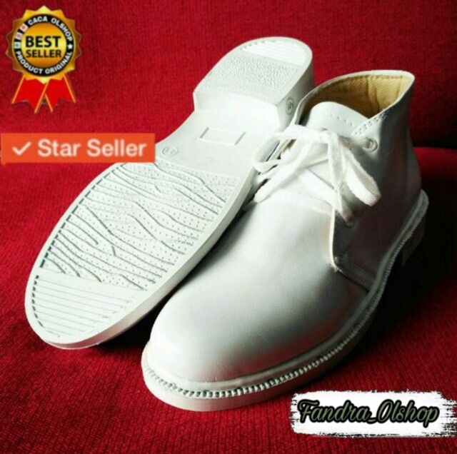 TSK Sepatu PDH Putih Tali / PDU Lurah, Kades, Camat, Taruna Paskibra. Kualitas Terbaik !