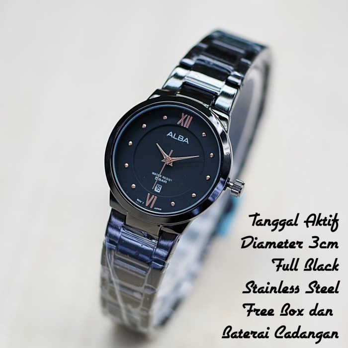 Jam Tangan Wanita Casual Jam Cewek simple mewah Y2L5 Alba Ladies Rantai Hitam /Cewek - Hitam