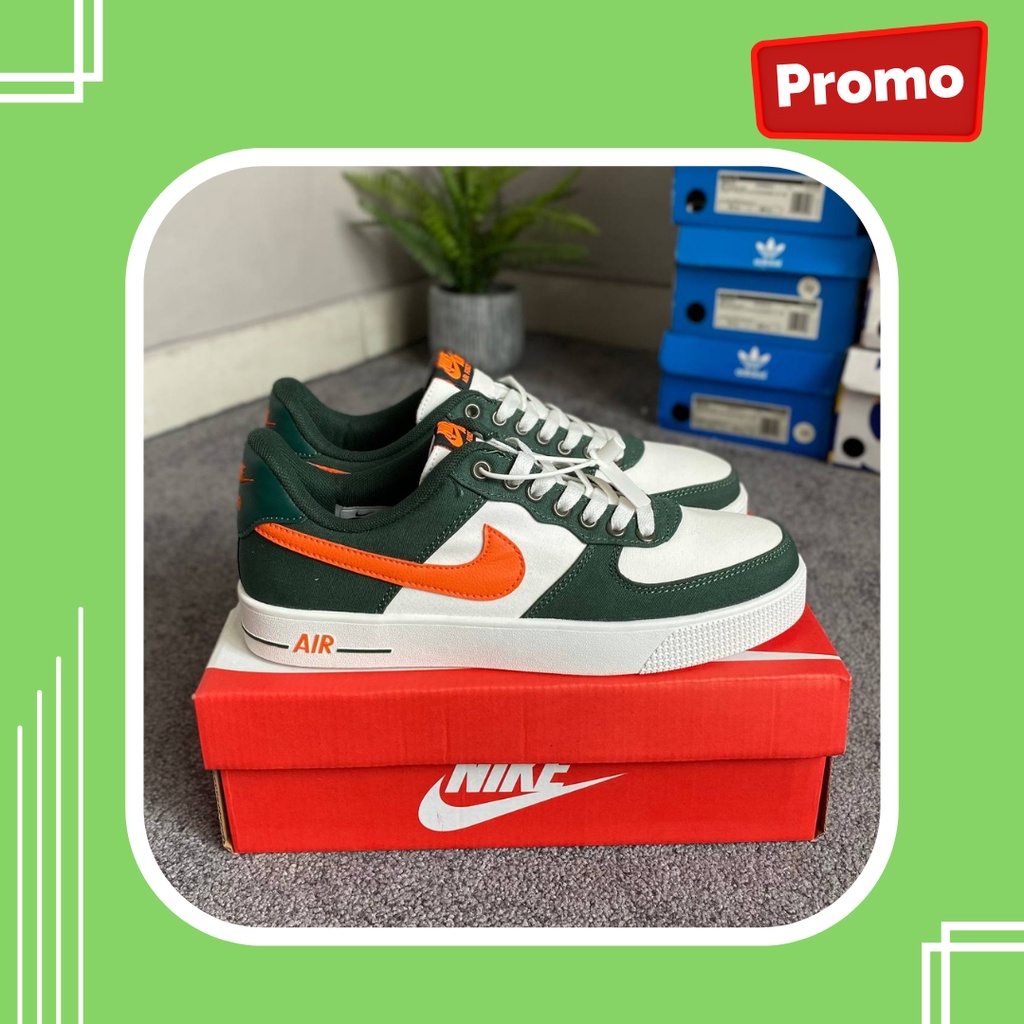 Sepatu Sneakers Nike Airforce 1 Low Athletic Club White Green Pine Orange Perfect Kicks