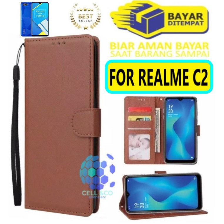 Flip cover REALME C2 Flip case buka tutup kesing hp casing flip case leather wallet