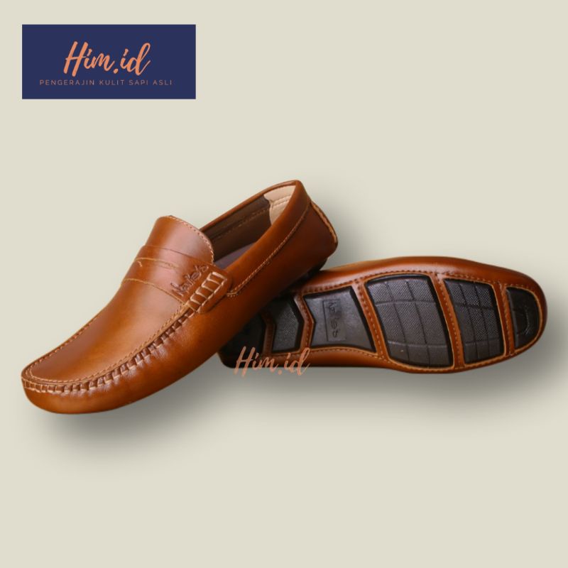 Sepatu Kulit Asli Pria OUTSOLE Jahit tembus dengan sol merk nawies Slip on