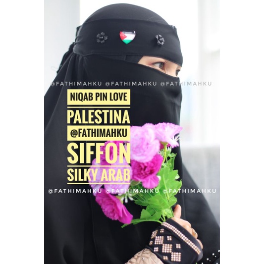 Niqab Pin Love Palestina/Niqab Siffon Terbaru/Cadar Cantik dan Murah