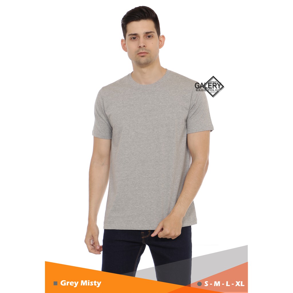 [LANGSUNG DARI PABRIK] [HARGA RESELLER] Kaos Polos Bahan Cotton, Combad 30s Unisex Cewek Cowok Casual-Grey Misty