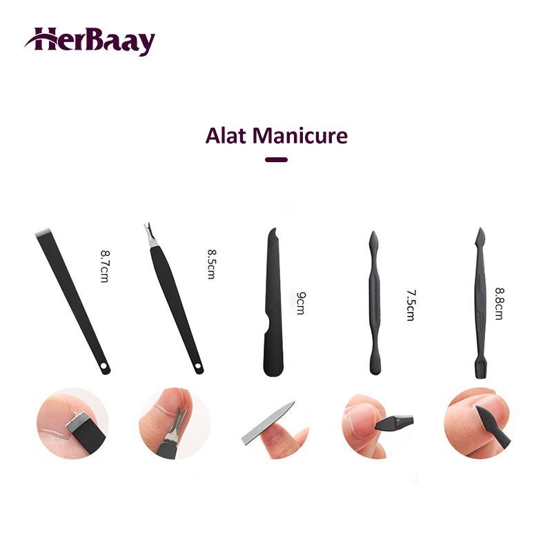 herbaay manicure pedicure set 12 pcs kit penghilang jerawat gunting kuku