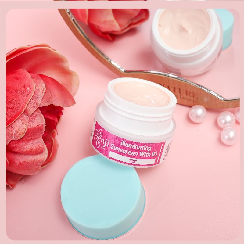 SUNSCREEN ILUMINATING B3" ENJI SKINCARE/ cream siang membuat glowing anti acne dengan SPF 30 BPOM