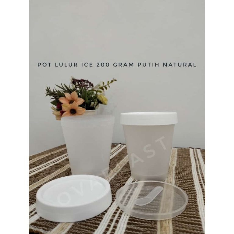 Pot Lulur ICE Spatula 200 Gram Putih Natural
