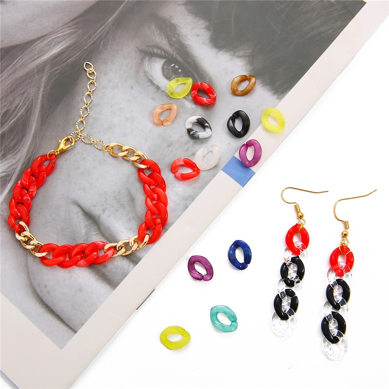 100 Pcs Multi warna Acrylic Twisted Chains Bagian Rakitan Manik-manik Diy Perhiasan Temuan Aksesoris