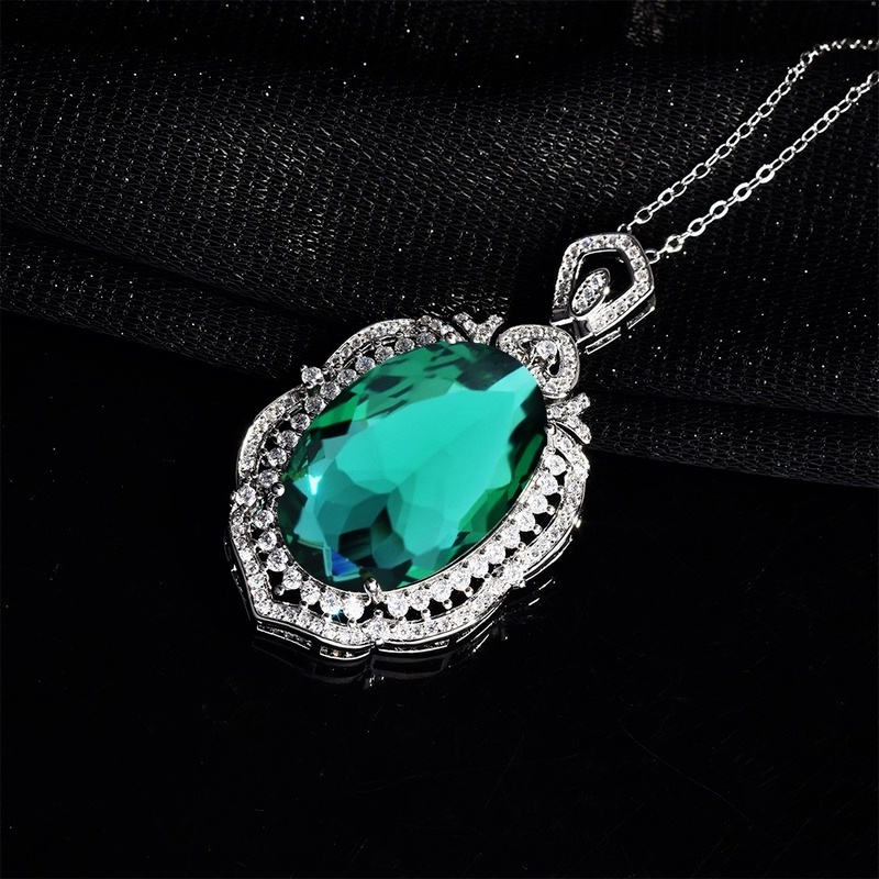 Kalung Rantai Dengan Liontin Batu Permata Warna-Warni Mewah Untuk Wanita