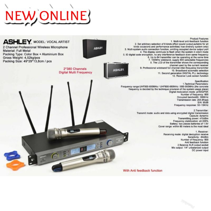 MIC WIRELESS ASHLEY VOCAL ARTIS FREKUENSI UHF