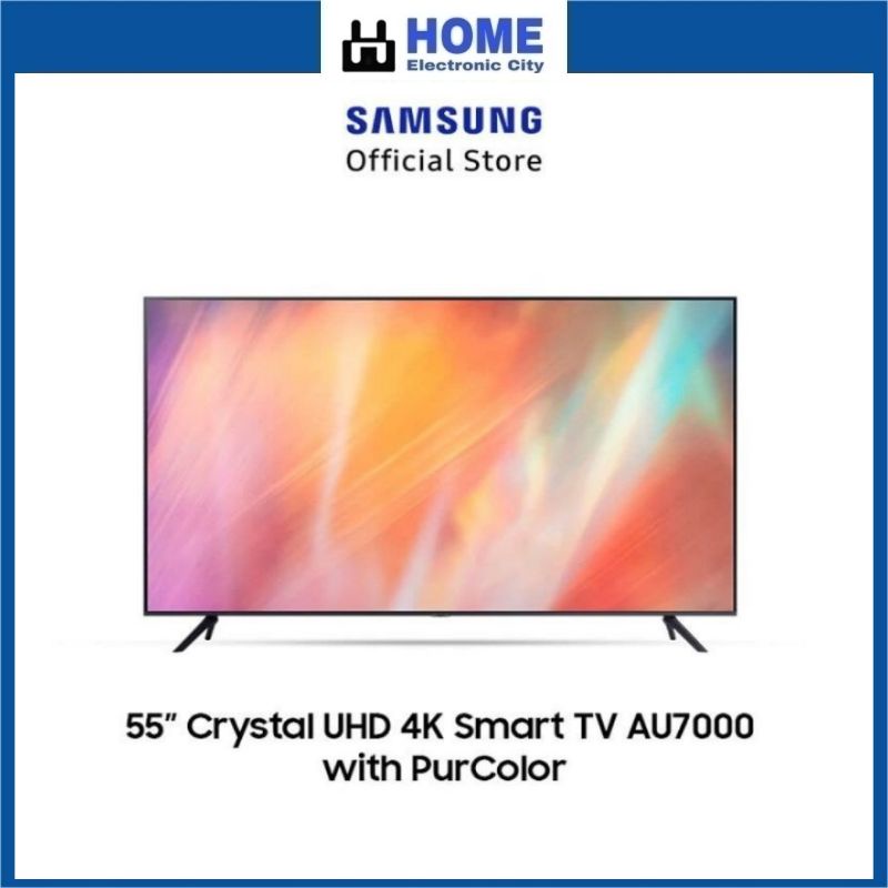 Samsung 55AU7000 55" AU7000 Crystal UHD 4K Smart TV (2021) UA55AU7000 Garansi Resmi
