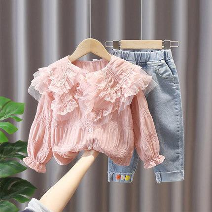 (LOLI-JKT) BS- 305 STELAN ANAK CEWEK FLOAT COLLAR CELANA JEANS SIZE 100-140