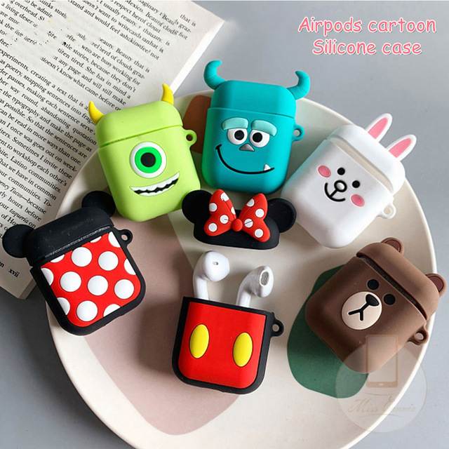 Case Bahan Silikon Motif Kartun Untuk Airpods