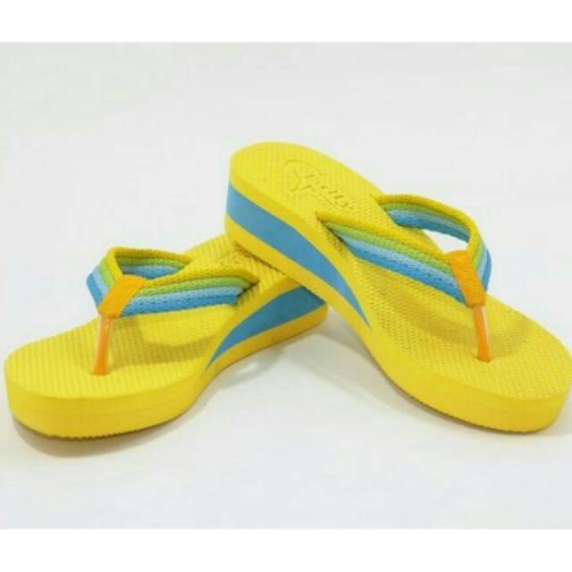 Sandal sendal sancu pretty wedges wanita cewe jepit kuning