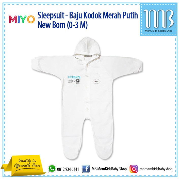  Baju  Kodok  Topi MIYO Merah Putih New Born Sleepsuit 