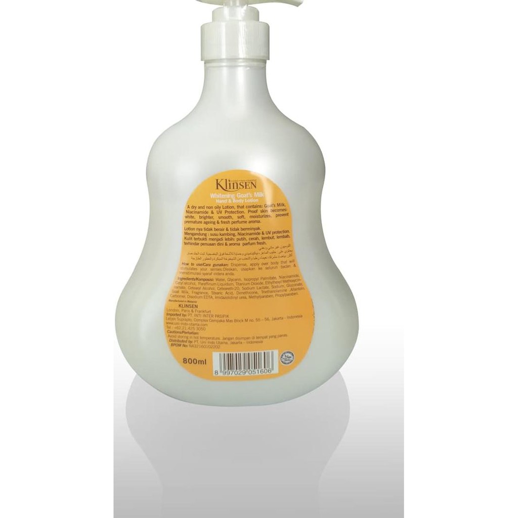 ⅍ Klinsen Hand & Body Lotion Whitening Goat Milk 800 ml ➣