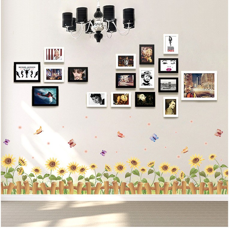 RELIZA WALL STICKER PAGAR BUNGA MATAHARI SUN FLOWERS STIKER DINDING XL7178