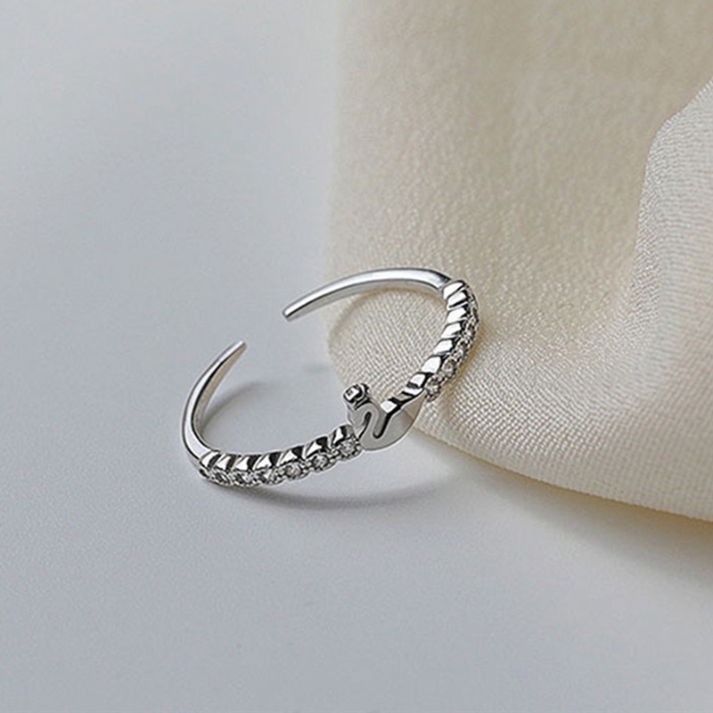 Cincin Sterling Silver S925 Model Terbuka Desain Angsa Kecil Aksen Berlian Gaya Korea Untuk Wanita