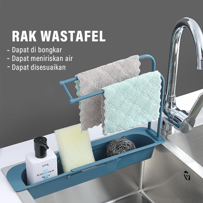 Rak Gantung Wastafel Penyimpanan Spons Cuci Piring Sabun Kain Drain