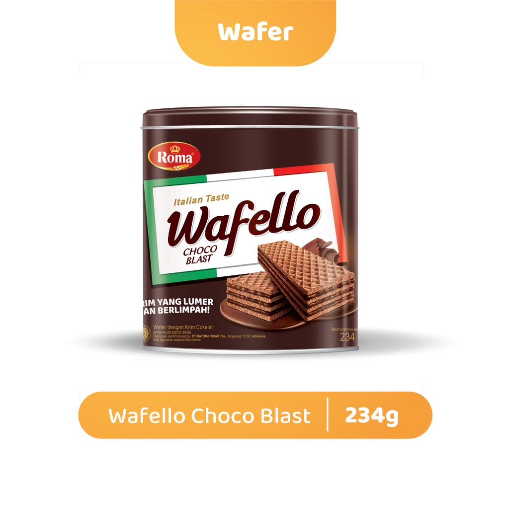 ROMA WAFELLO CHOCO BLAST ITALIA KALENG 234 GR JUAL MURAH