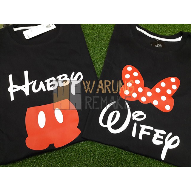 KAOS T-SHIRT COUPLE MICKEY MINNIE HUBBY & WIFEY
