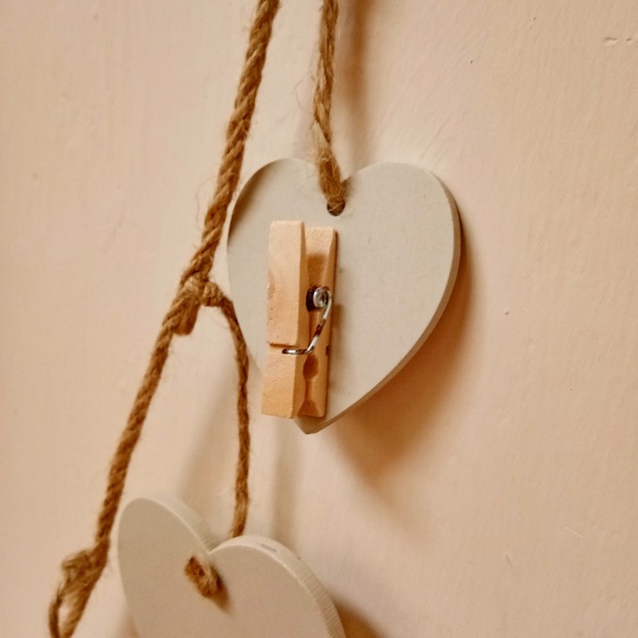 CLEARANCE SALE - DECO008 - Heart Wooden Photo Clip Klip Foto Kayu Tali Rami Dekorasi