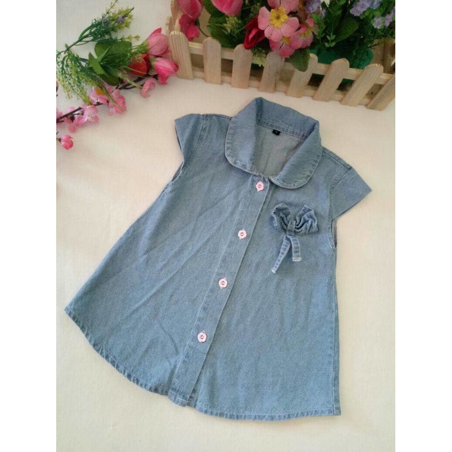 DRESS TUNIK ANAK PITA SOFT JEANS 1-5 TAHUN / ATASAN ANAK PEREMPUAN / TUNIK ANAK PEREMPUAN / DRESS JE