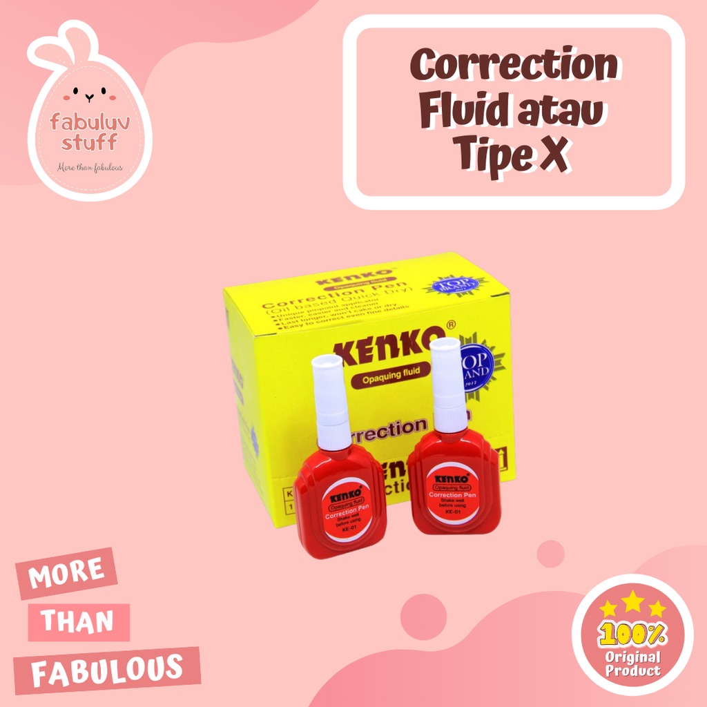 

ATK ~ Tipe - x Putih / Correction Fluid / Tip - Ex Penghapus Pulpen Kenko KE - 01