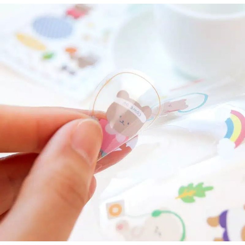 bear bear sticker lucu motif beruang bahan pvc dressing code journal sekolah 018