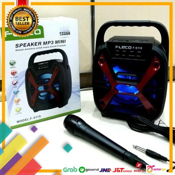 ON SALE.. SPEAKER BLUETOOTH KARAOKE FLECO F 6110 PLUS BONUS MIC ..TERLARIS