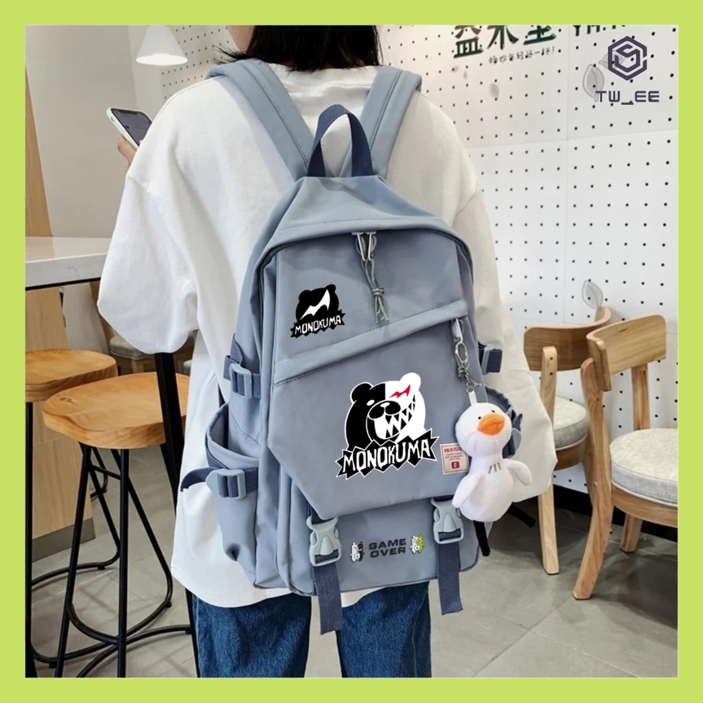 RANSEL BACKPACK KARAKTER ANIME MONOKUMA TAS PUNGGUNG SEKOLAH KULIAH KERJA WATERPROOF ( COD )