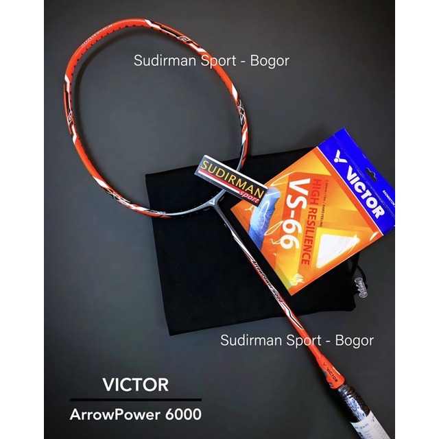 PAKET KOMPLIT  Raket Badminton Victor Arrow Power 6000 / ArrowPower 6000 / AP 6000 (Orange)