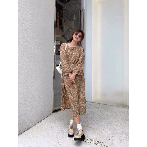 【Bisa Cod ✅ 】Korea Flower Dress A line Oversized M18