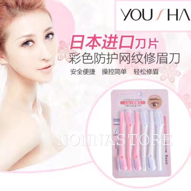 3 - 6 Buah Pencukur Alis + Sisir Alis + Mika Travel Korea Import