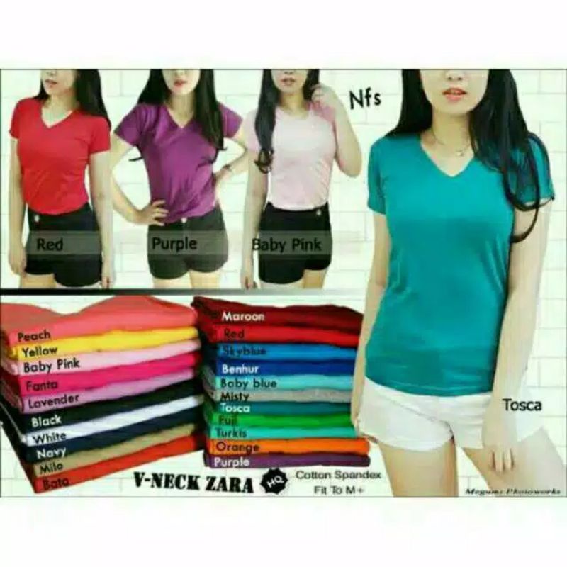 Arifirn Vneck - Kaos Polos Wanita | Baju Wanita