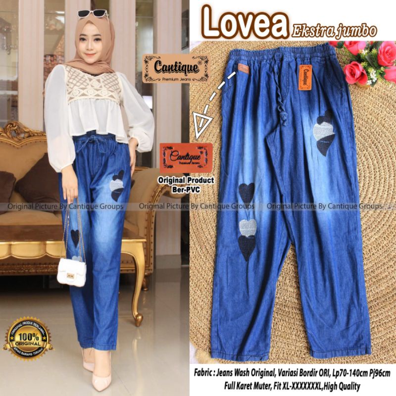 LOVEA EKSTRA JUMBO BY CANTIQUE (CELANA BAGGY JEANS WANITA) Baggy jeans rekomended