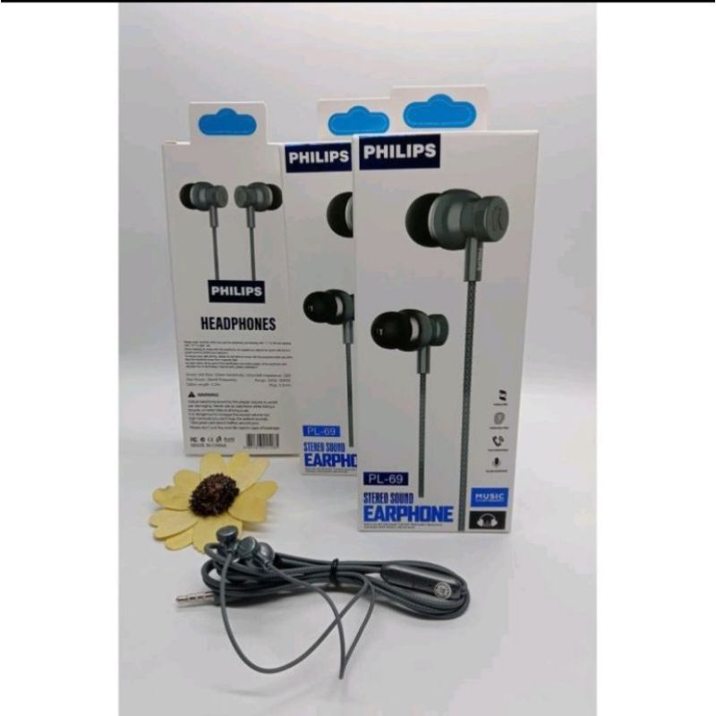 HEADSET PHILIPS PL-69 HANDSFREE PHILIPS PL69 EARPHONE PHILIPS PL-69 SUPER BASS