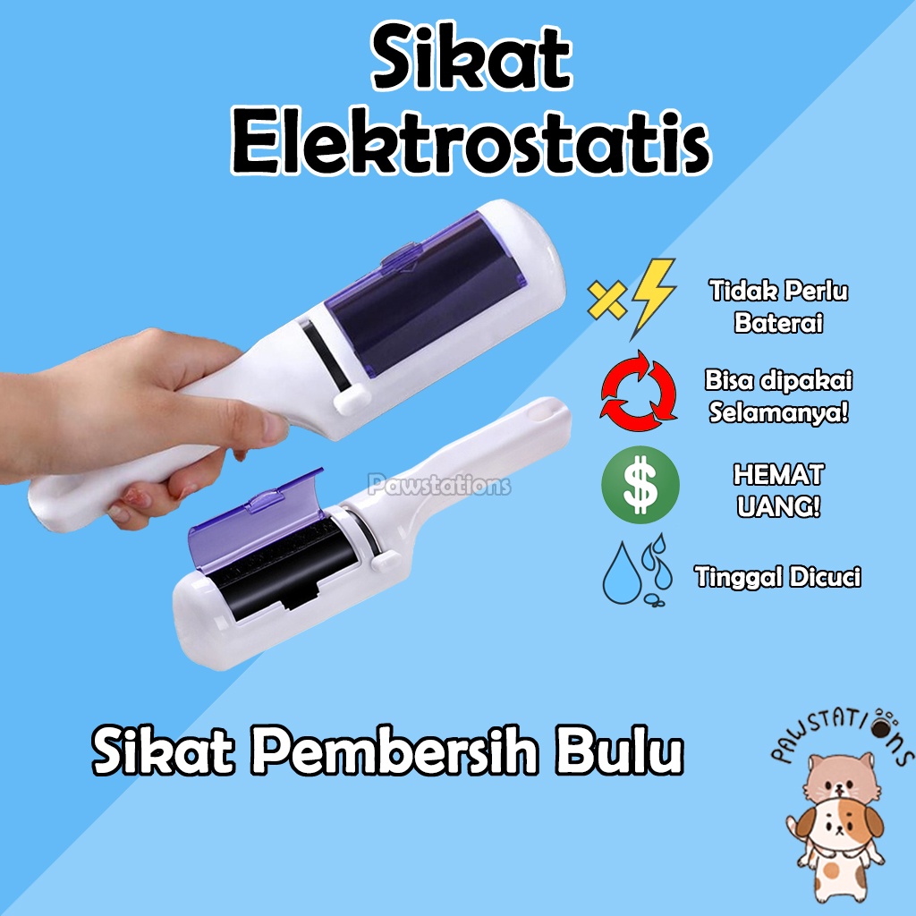 Sikat Pembersih Bulu Kucing Alat Pembersih Bulu Kucing Roll Pembersih Bulu Kucing Roller Bulu Kucing Sikat Elektrostatis Sikat Elektro Electrostatic Brush Pet Hair Remover