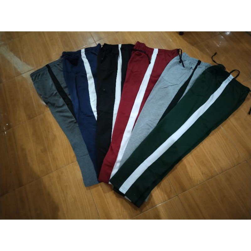 Celana jogger pria/wanita strip putih/hitam  celana pants