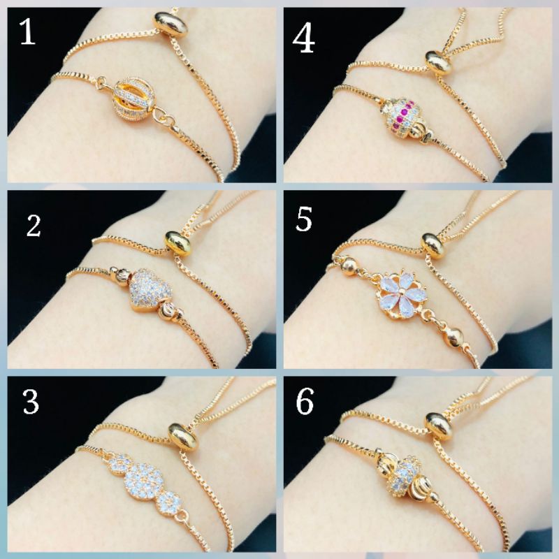 AK-54.Gelang serut Wanita xuping berlapis emas dengan mata zircon.