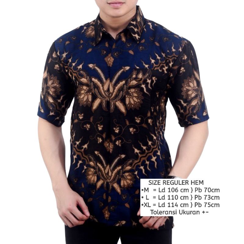 Batik Pria Lengan Pendek Seragam SK1221 Formal Casual Modern Regular Fit Slimfit