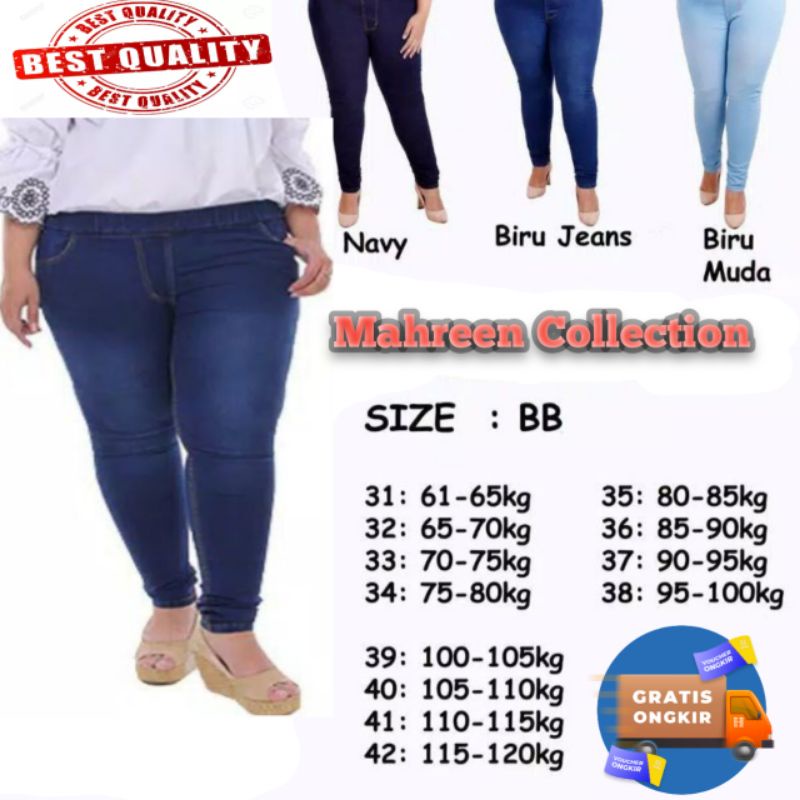 Super Jumbo Celana Panjang Skinny Jeans BiG SIZE Tebal Melar