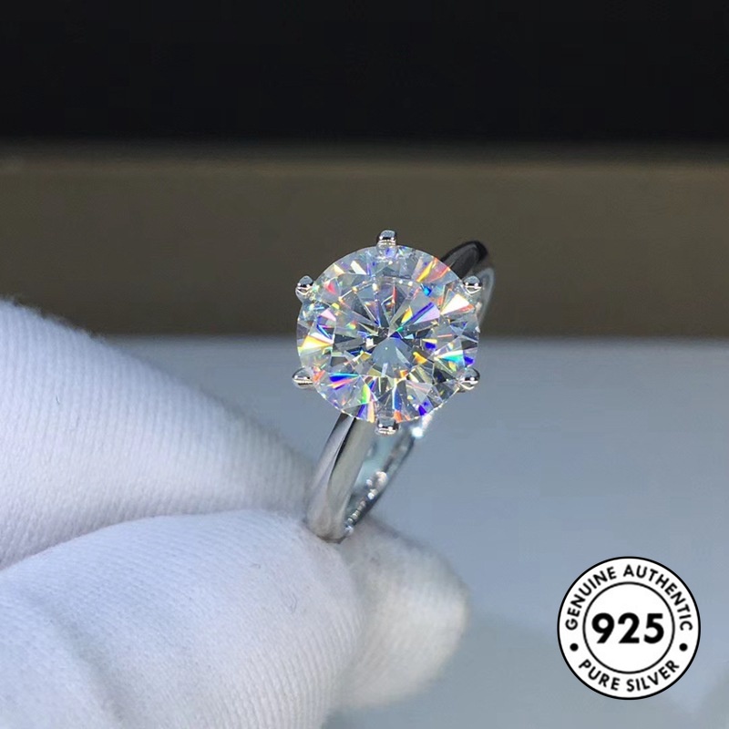 Cincin Model Terbuka Aksen Berlian Bahan S925 Silver Untuk Wanita