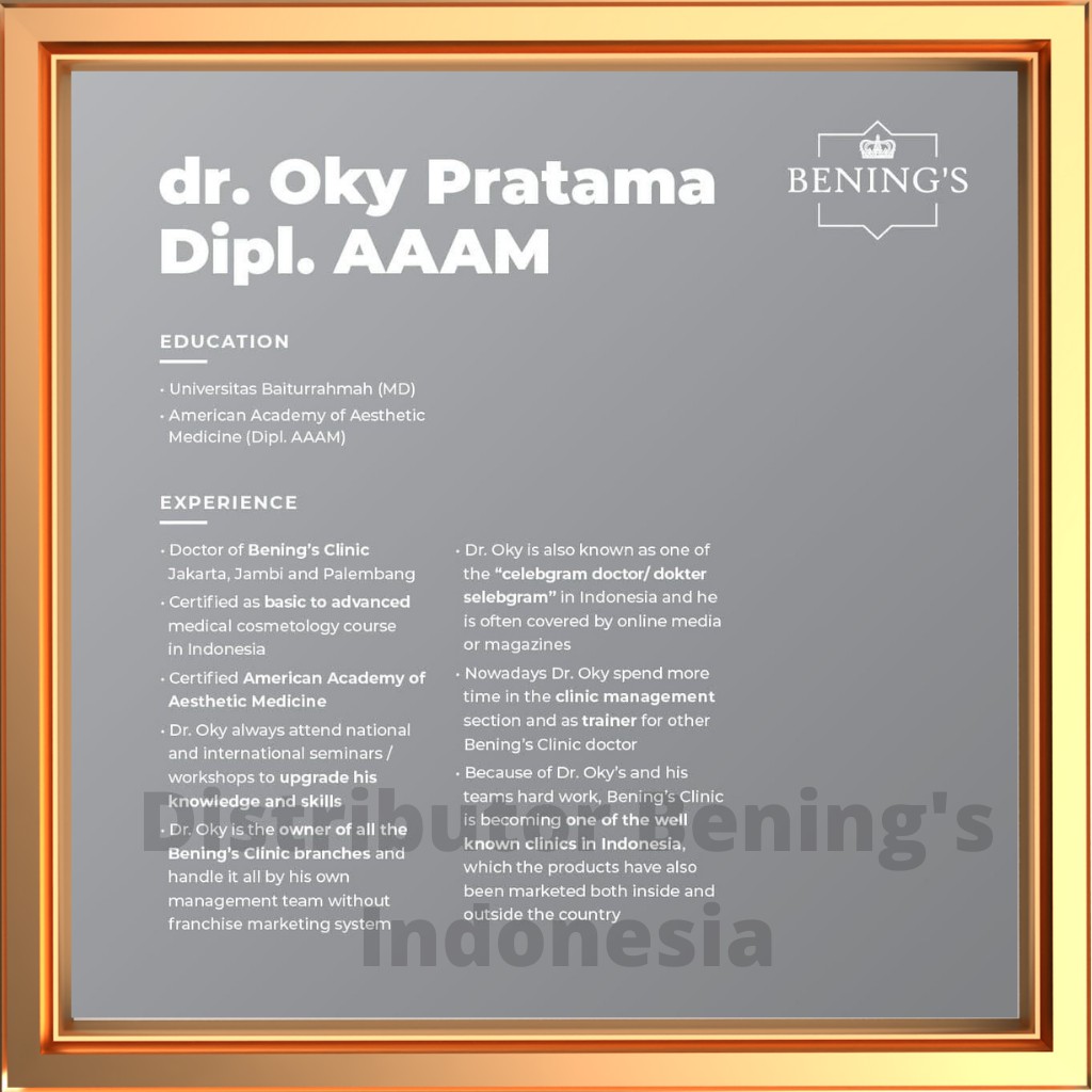 Paket Brightening Benings Skincare Indonesia by dr Oky Pratama